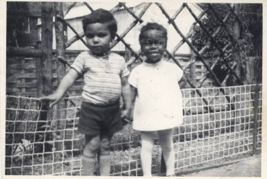 Hatherley Rd, Susie and foster boy Ian about 1970